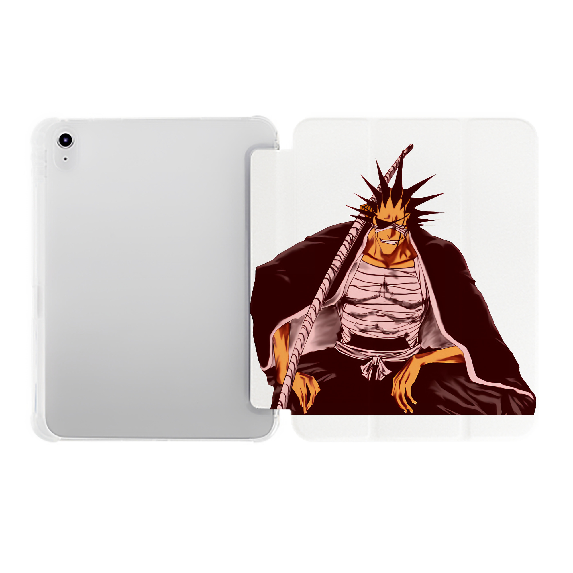 （画像用） ブリーチ ざらき けんぱち BLEACH Zaraki Kenpachi IPad ケース ペン収納付き 三つ折りスタンド PUレザー×シリコン 対応機種9.5/10.5/10.9インチ